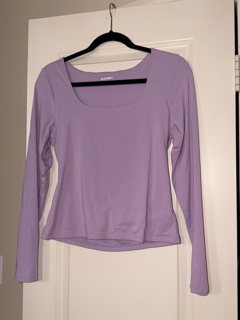 Old Navy Lilac Long-Sleeve Scoop Neck Top